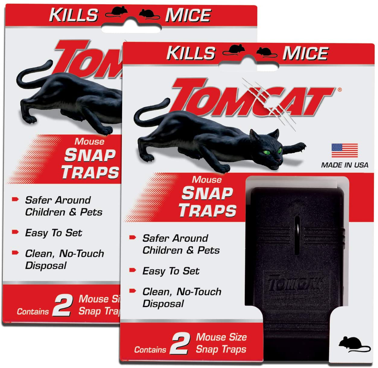 Tomcat 0361510 Snap Mouse Killer Safer Around Children and Pets Than Conventional Wooden Traps, 2 or 4