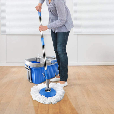 Masthome Spin Mop and Bucket System with Wheels & 5 Microfiber Mop Heads 8L Stainless Steel Mop Bucket with Detergent Dispenser