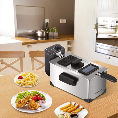 Aigostar Deep Fryer, Electric Deep Fat Fryers with Baskets, 3 Liters Capacity Oil Frying Pot with View Window, ETL Certificated, 1650W Ushas