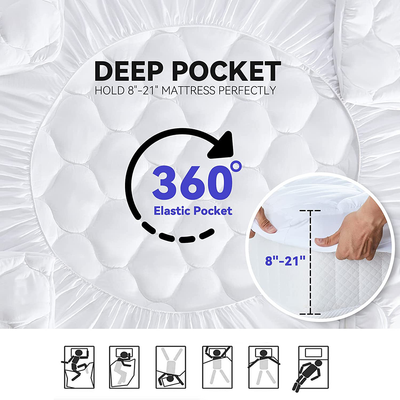 MASVIS Queen Mattress Pad Cover 8-21”Deep Pocket - Pillow Top Quilted Mattress Topper Overfilled Snow Down Alternative