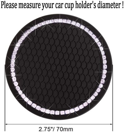 DBlosp Universal Vehicle Bling Cup Holder Insert Coaster Car Interior Accessories-2.75 inch Silicone Anti Slip Crystal Rhinestone Car Coaster-Universal (Pack of 2)