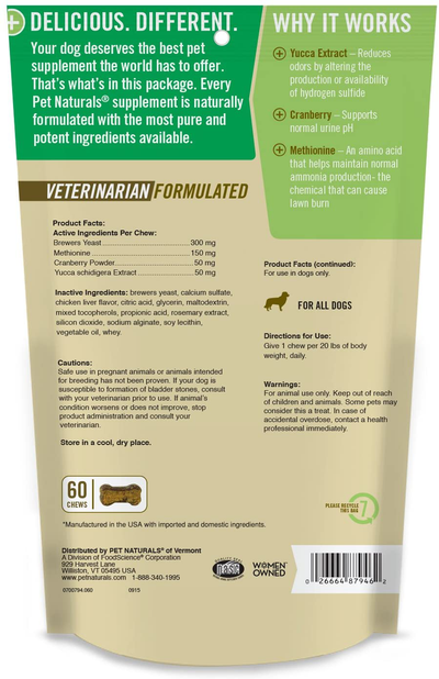 Pet Naturals of Vermont - Lawn Aid, Urine Balance Supplement for Dogs, 60 Bite Sized Chews