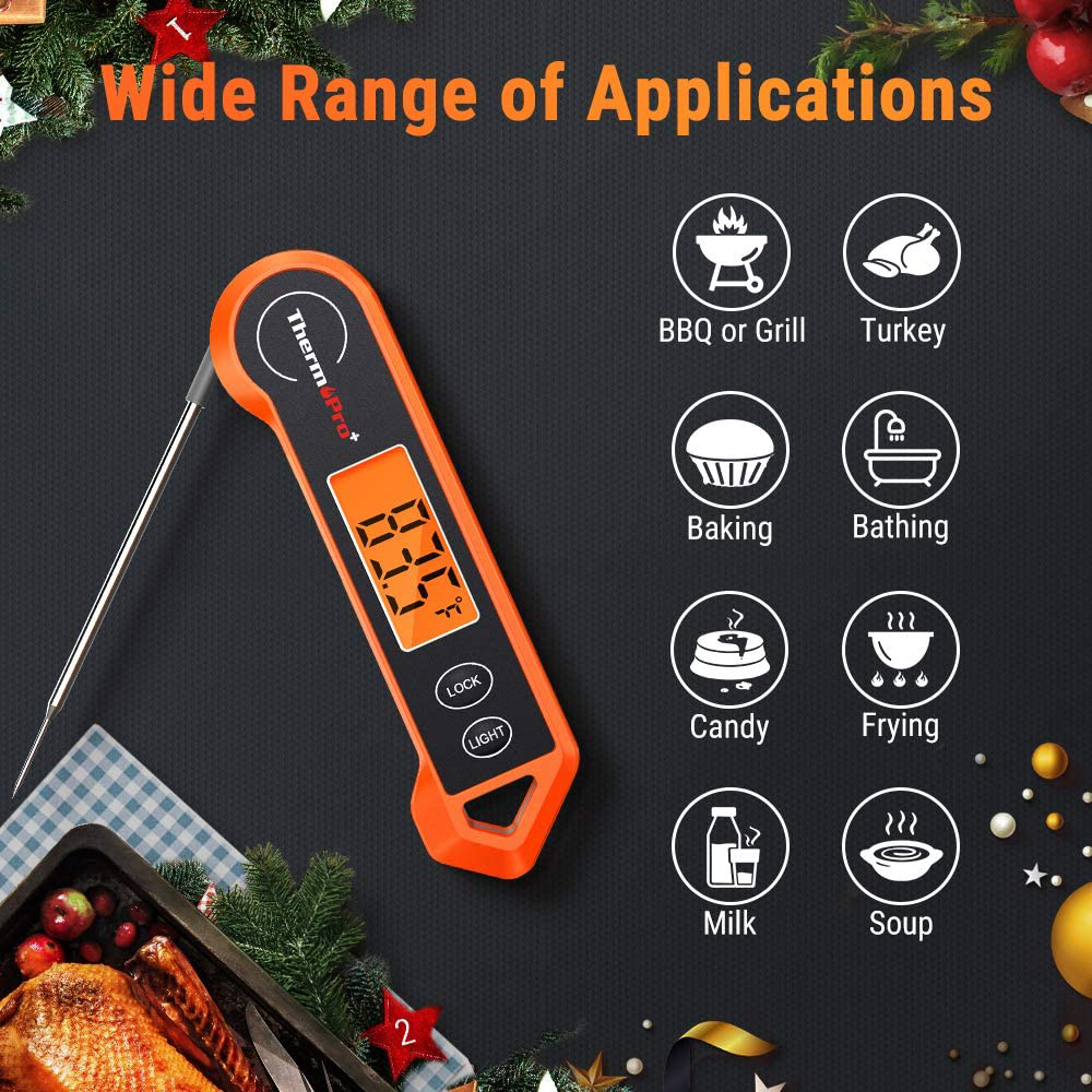 ThermoPro TP19H Waterproof Digital Meat Thermometer for Grilling with Ambidextrous Backlit and Motion Sensing Kitchen Cooking Food Thermometer for BBQ Grill Smoker Oil Fry Candy Thermometer