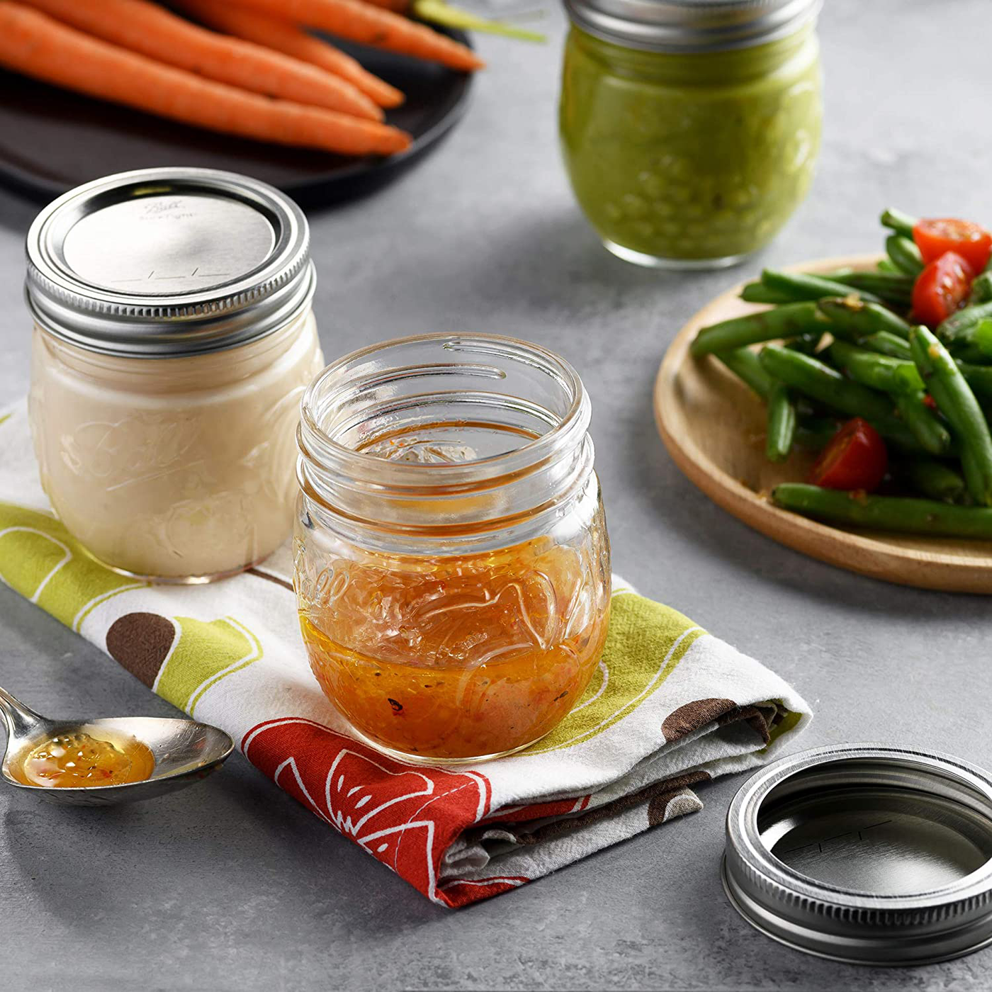 Ball Regular Mouth Mason Jar 8 oz, [Set of 16] Canning Jars, With Airtight Lids & Bands - Toxin-Free - For Canning, Fermenting, Pickling - Beverages, Storage & Decor - Bundled With SEWANTA Jar Opener.