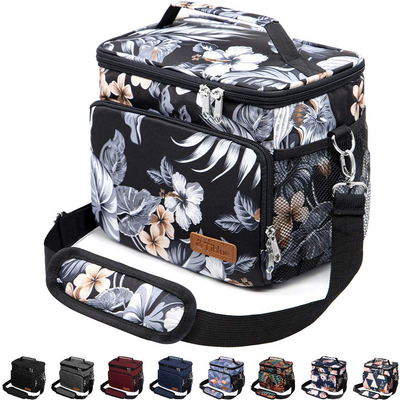 Insulated Lunch Bag for Women/Men - Reusable Lunch Box for Office Work School Picnic Beach - Leakproof Cooler Tote Bag Freezable Lunch Bag with Adjustable Shoulder Strap for Kids/Adult - Hibiscus