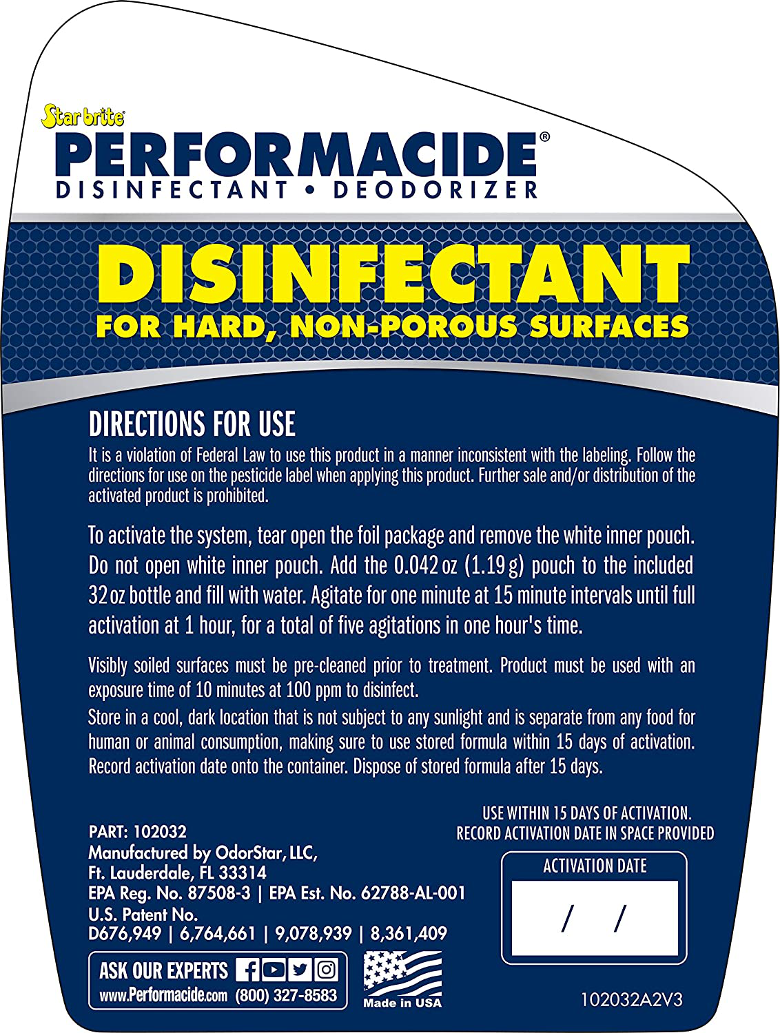Performacide Hospital & Home Disinfectant - Just Add Water - No Rinse, No Wipe, No Residue - EPA Registered 32 Oz Spray Kit