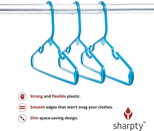 Sharpty Children's Hangers Plastic, Kids Hangers Ideal for Everyday Standard Use, Baby Hangers Kids (Pink, 60 Pack)