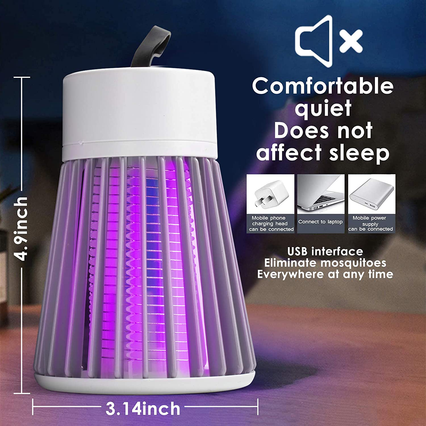 Bug Zapper Effective Attractant Insect Fly Pest Trap White Electric Mosquito Zappers Killer,Insect Fly Trap for Backyard,Patio,Hangable Electronic UV Lamp for Outdoor and Indoor Patio(with Free Plug)