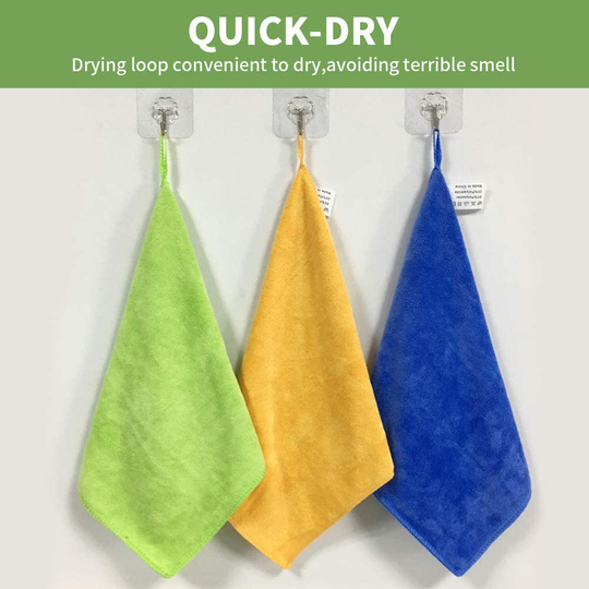 Microfiber Cleaning Cloths 400 GSM Thick Soft Lint Free 12"x12" 6 Pack Green Blue and Orange Reusable Kitchen Towels Dust Cloth Rags