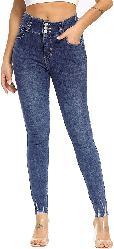 Yehopere Women's Pull-on High Waist Elastic Stretch Shaping Skinny Jeans