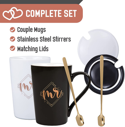 KEDRIAN Mr and Mrs Mug Set, Elegant Couple Gifts, Best Wedding Gifts for Couple, Mr and Mrs Gifts, Anniversary Gift for Couple, Engagement Gifts for Couples, Perfect Couples Gifts for Newlyweds