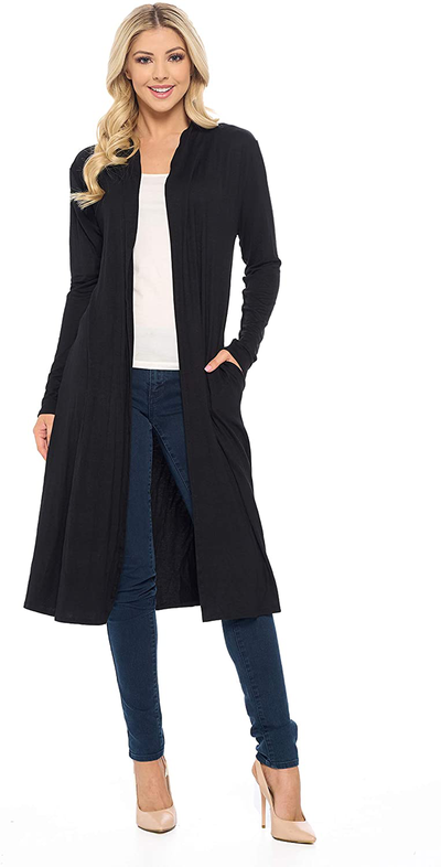 Issac Liev Isaac Liev Trendy Extra Long Duster Soft Lightweight Cardigan - Made in The USA