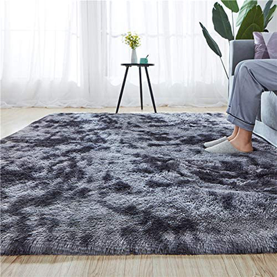 Soft Indoor Modern 4x6.6 Area Rugs Shaggy Fluffy Carpets for Living Room and Bedroom Nursery Rugs Abstract Home Decor Rugs for Girls Kids Dark Grey