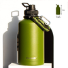 FUNUS Half Gallon Insulated Water Bottle64 oz Vacuum Stainless Steel Water Jug for Men Women Sports Fitness Outdoor Travel Camping Workout (Army Green)