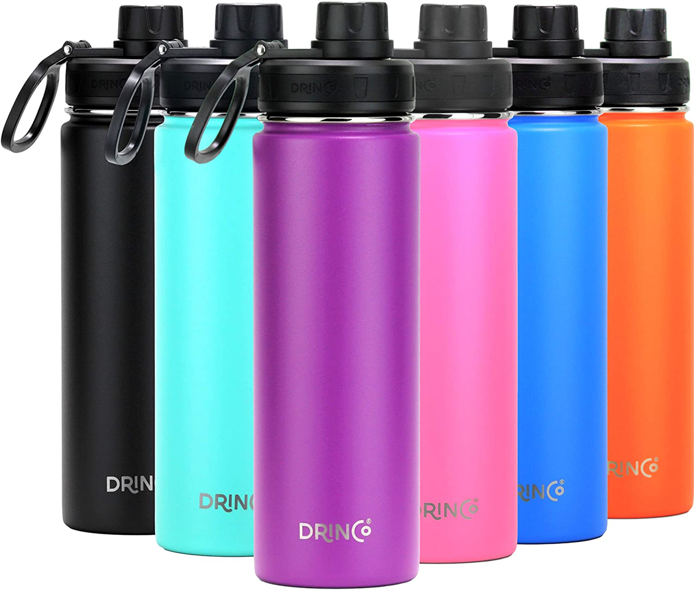 DRINCO - Stainless Steel Water Bottle Double Wall Vacuum Insulated with Spout Lid | Perfect for Traveling Camping Hiking (22 oz, 22oz Royal Blue)