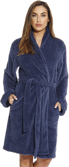 Just Love Kimono Robe Velour Chevron Texture Bath Robes for Women