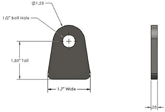 1.5" Flat Bottom shock tab, Pair (2)