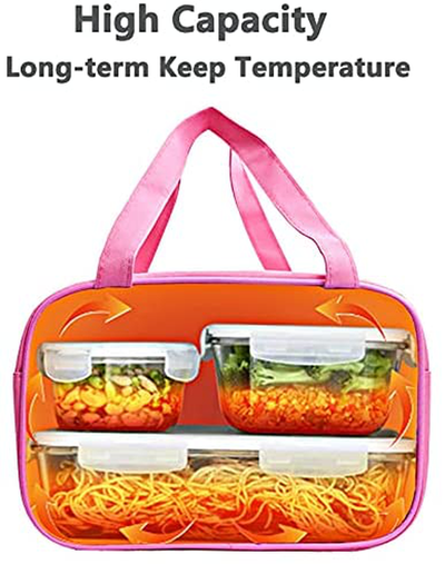 Lunch Box Insulated Lunch Bag,Tough/spacious children's lunch box storage bag(Large storage space) (Pink)