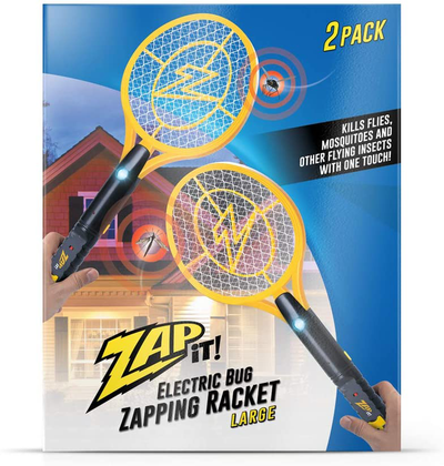 Zap It Bug Zapper Rechargeable Bug Zapper Racket, 4,000 Volt, USB Charging Cable, 2 Pack