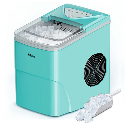 Self-Cleaning Countertop Ice Machine with Ice Scoop and Basket 