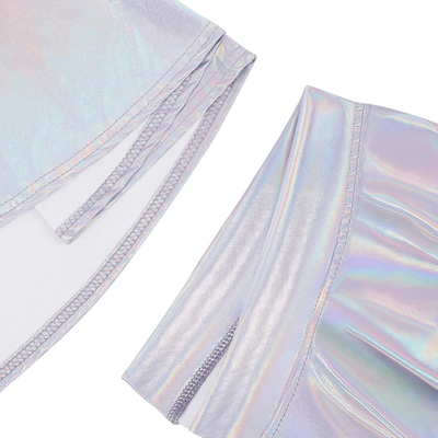 HDE Women's Shiny Liquid Metallic Holographic Pleated Flared Mini Skater Skirt