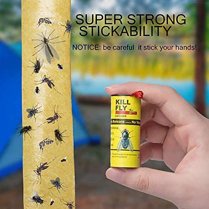 20PCS Sticky Fly Strips, Fly Paper Roll Hanging, Fly Tape Trap Ribbon, Gnat Mosquito Catcher Killer Indoor&Outdoor