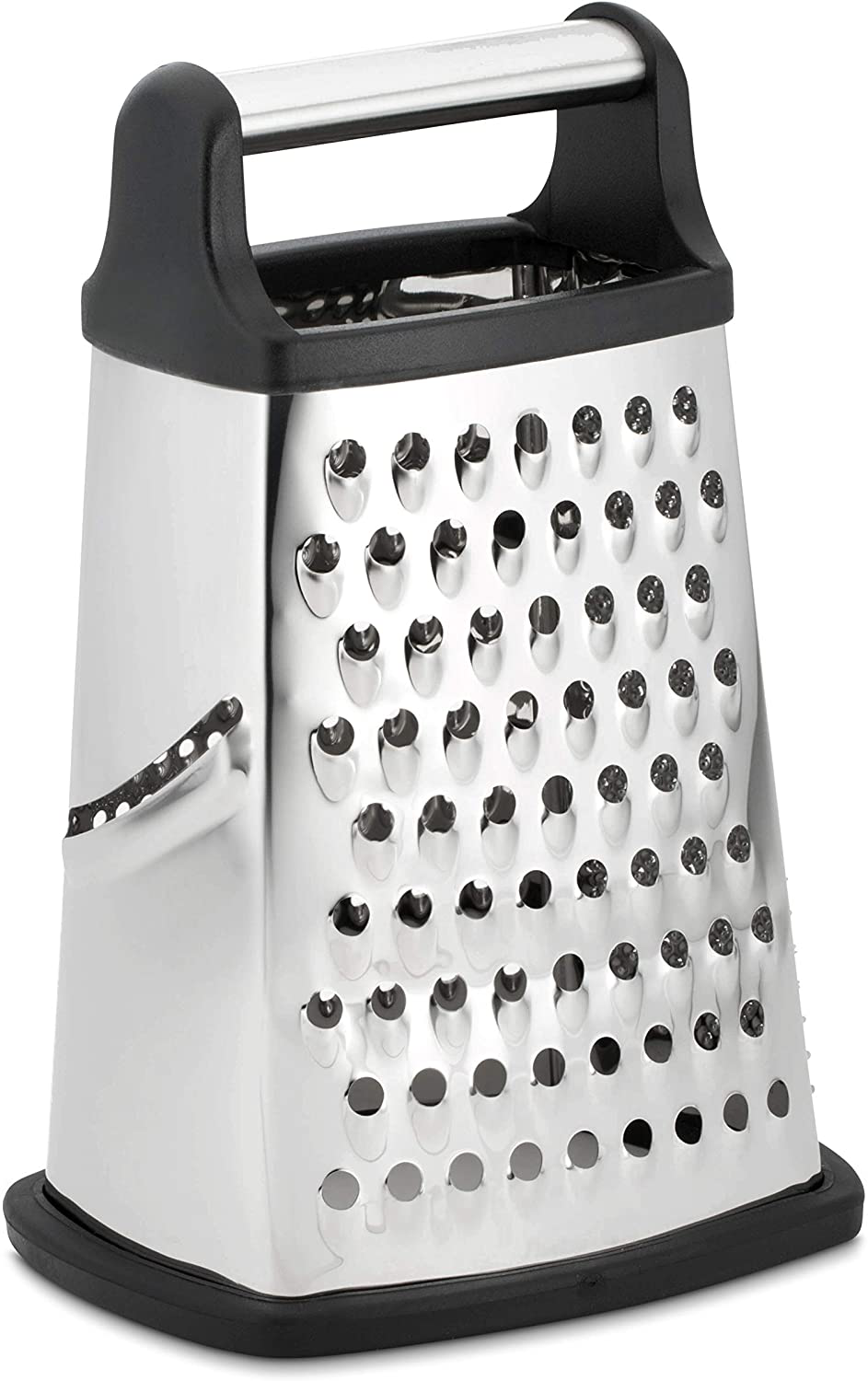 Professional Box Grater, Stainless Steel with 4 Sides, Best for Parmesan Cheese, Vegetables, Ginger, XL Size, Black