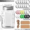 16 Oz Mason Jars, Budiwati 12 Packs Regular Mouth Glass Mason Jars with Airtight&Straw Lids Clear Canning Jar with Measurement Marks for Storing, Canning, Organizing -12 Pcs Labels and Hemp Rope