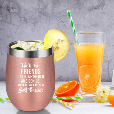 Friendship Gifts for Women - Christmas, Birthday Gifts for Best Friend - Friend Gifts for Women, BFF Gifts - Unusual Gifts for Friends Female, Unbiological Soul Sister, Bestie - Coolife Wine Tumbler