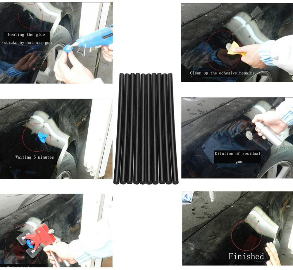 QLOUNI 15Pcs PDR Glue Sticks, Dent Glue Sticks Hot Glue Sticks Paintless Dent Repair Tool for Car Repair Dent Remover Tool Set - Black Hot Glue Sticks