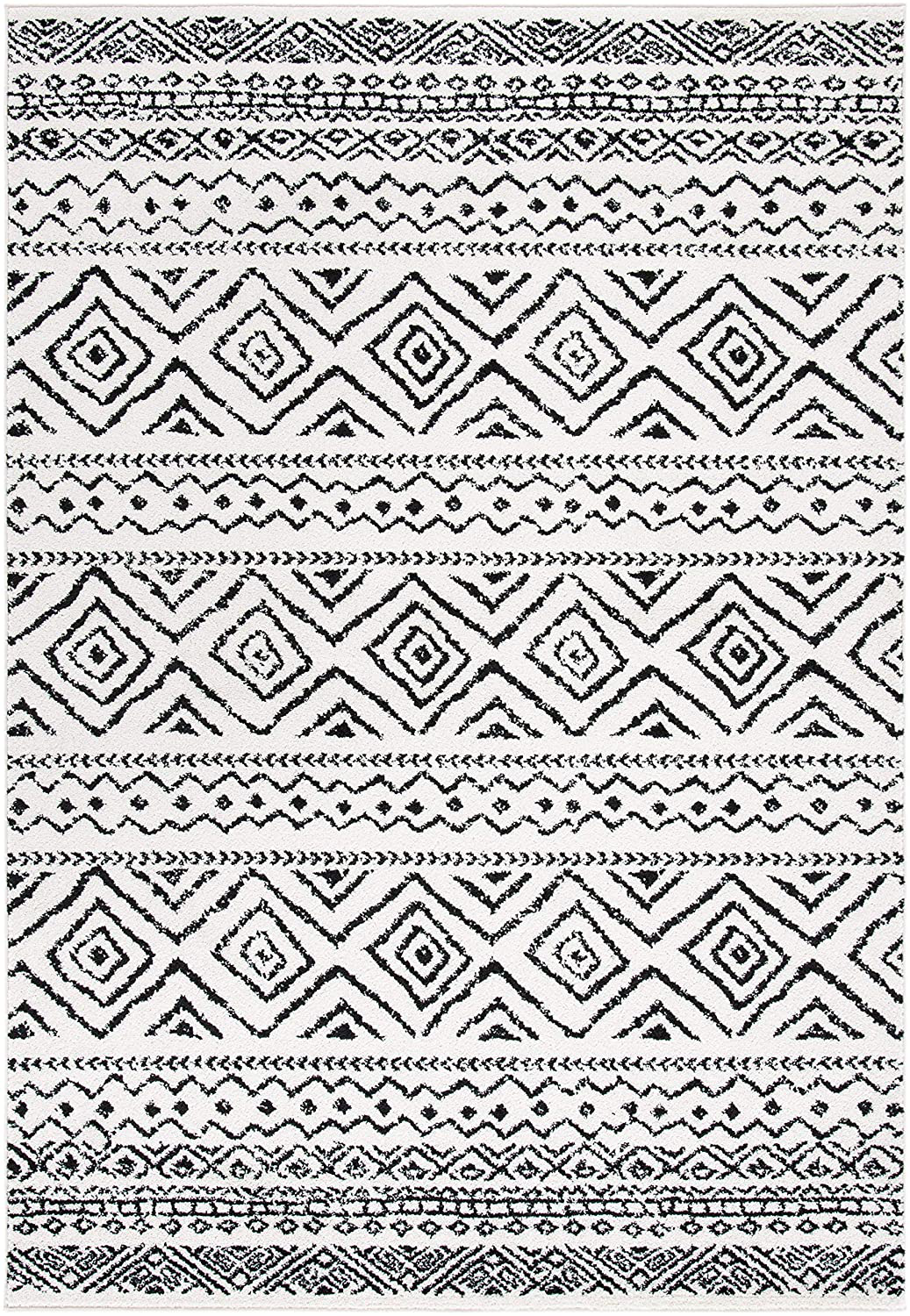 Safavieh Tulum Collection TUL267D Moroccan Boho Distressed Non-Shedding Stain Resistant Living Room Bedroom Area Rug, 2' x 5', Ivory / Black