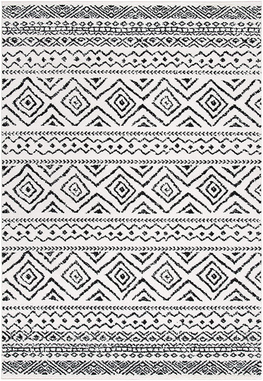 Safavieh Tulum Collection TUL267D Moroccan Boho Distressed Non-Shedding Stain Resistant Living Room Bedroom Area Rug, 2' x 5', Ivory / Black