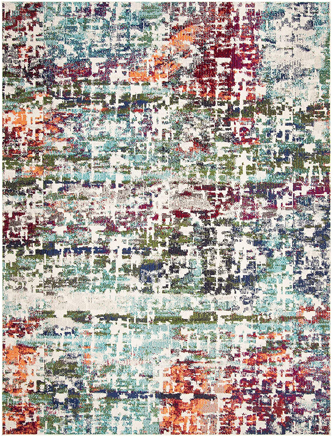 Safavieh Madison Collection MAD469A Modern Abstract Non-Shedding Stain Resistant Living Room Bedroom Runner, 2' x 8' , Blue / Green