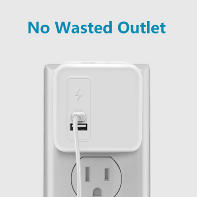 USB Outlet Extender with 2 USB Ports (1 USB C)