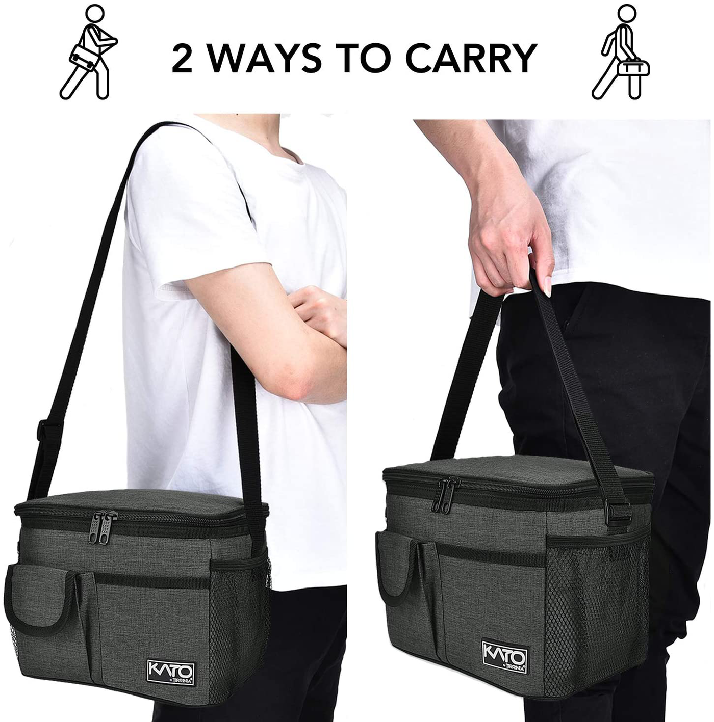 Insulated Lunch Box for Women Men, Leakproof Thermal Reusable Lunch Bag with 4 Pockets for Adult & Kids, Lunch Bag Cooler Tote for Office Work by Tirrinia, Black
