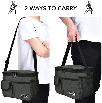 Insulated Lunch Box for Women Men, Leakproof Thermal Reusable Lunch Bag with 4 Pockets for Adult & Kids, Lunch Bag Cooler Tote for Office Work by Tirrinia, Black