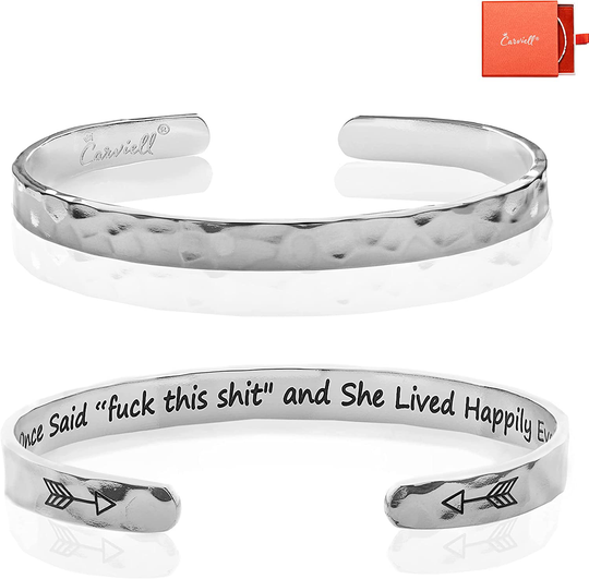 Carviell Bracelets for Women, Personalized Gifts for Her, Mom, Best Friend, Inspirational Friendship Cuff for Teen Girls, Engraved, Birthday Gift Jewelry
