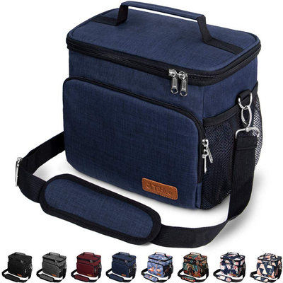 Insulated Lunch Bag for Women/Men - Reusable Lunch Box for Office Work School Picnic Beach - Leakproof Cooler Tote Bag Freezable Lunch Bag with Adjustable Shoulder Strap for Kids/Adult - Navy Blue