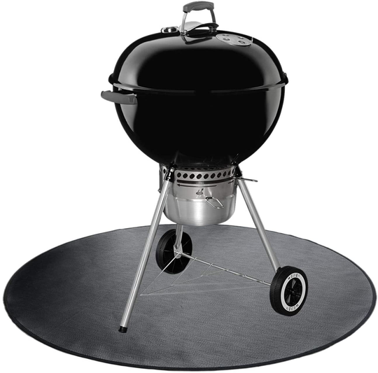 Round Ember Mat for Under Grill Fire Pit, Fire Pits Mat for Deck, Flame Retardant Heat Resistant BBQ Gas Grill Air Fryer Protective Mat for Patio Lawn Ground Outdoor Campsite Firepfoof Pad Black (36")