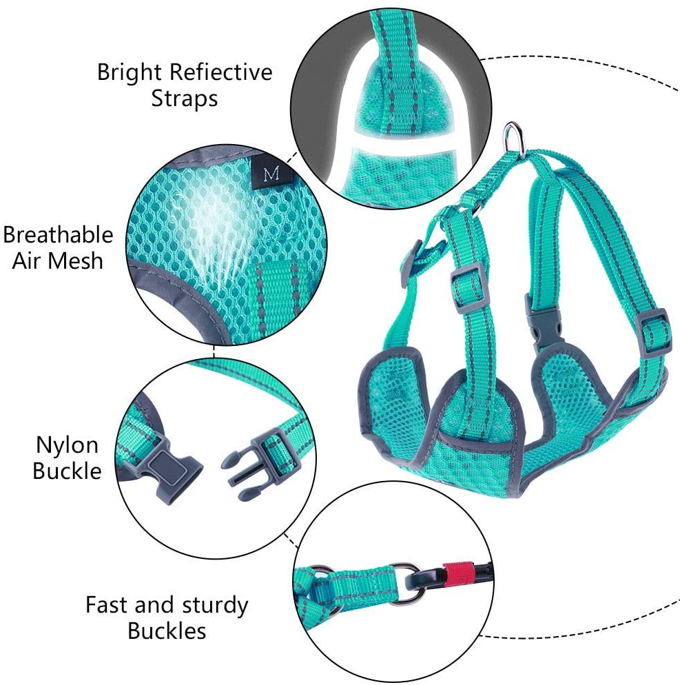 Reflective Breathable Soft Air Mesh No Pull Puppy Harness For Small To Medium Dogs And Cats
