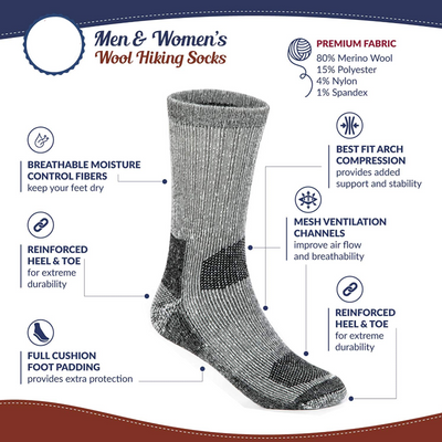 4 Pack Thermal Merino Wool Socks 