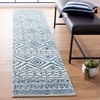 Safavieh Tulum Collection TUL267C Moroccan Boho Distressed Non-Shedding Stain Resistant Living Room Bedroom Runner, 2' x 9' , Ivory / Navy
