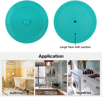 Silicone Bathtub Stopper, 6 Inches Large Drain Stopper, Flat Suction Drain Cover, Tub Stopper Drain Plug for Kitchen, Bathtub and Laundry