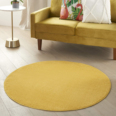 Nourison Essentials Solid Contemporary Yellow 4' Round Area Rug , 4' X Round