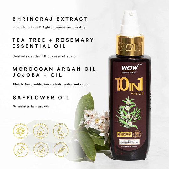 WOW Hair Oil, Reduce Hair Loss, Split Ends, Dandruff, Smooth, Thick Hair, Boost Hair Growth and Stronger Roots, Deep Clean For Healthy Scalp, All Hair Types, Adults and Children, 200 mL