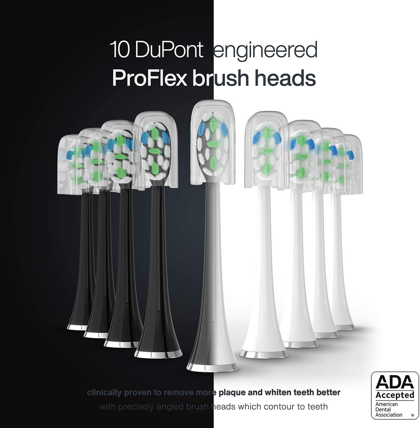 Ultra Whitening 40,000 VPM Electric Smart ToothBrushes 4 Modes with Smart Timers - 10 ProFlex Brush Heads & 2 Travel Cases