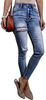 LONGYIDA High Waisted Skinny Ripped Distressed Jeans for Women Stretch Destroyed Jeans Pants