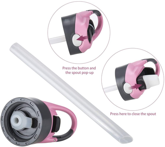 mountop Kids Water Bottle with Straw Lid and Handle, Easy Use for Girls and Boys for School, BPA-Free 14oz 400ml