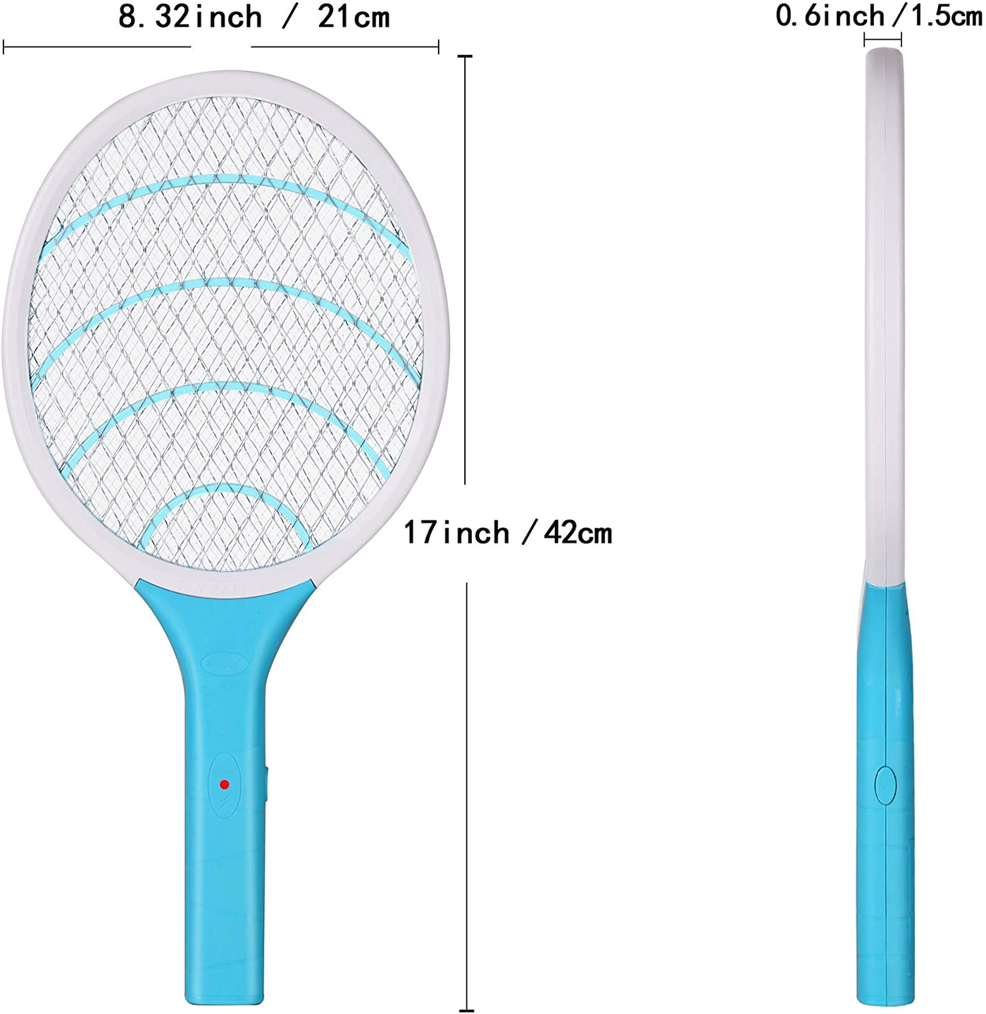 Bug Zapper Electric Fly Swatter Handheld 3000volt Mosquito Fly Killer and Bug Zapper Racket for Indoor and Outdoor Pest Control (Sky Blue)