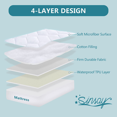 SINSAY Twin Size Quilted Fitted Mattress Pad, Breathable Waterproof Mattress Protector, Soft Noiseless Mattress Cover, Stretches Up to 21 Inches Deep Pocket Bed Protector Cover (Grey)